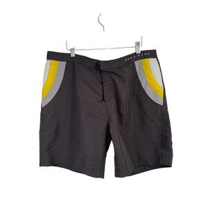 Boss Hugo Boss Swim Trunks Grey Yellow Unlined Summer Vacation Beach Mens XL
